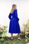 Платье с запахом из шифона миди (Синее)  - фото 