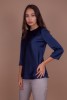 Шелковая блузка на подкладке черно-синяя